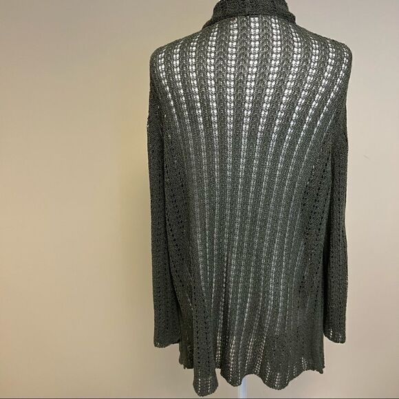 👠Coldwater Creek olive green open knit cardigan. Med - Picture 5 of 7